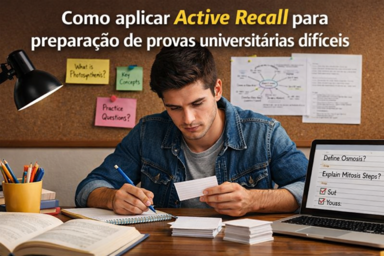 Como aplicar Active Recall para preparação de provas universitárias difíceis