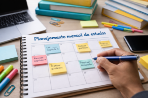 Como montar planejamento mensal de estudos para preparação de provas universitárias